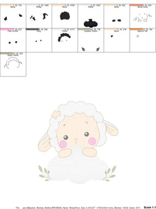 Sheep with cloud embroidery design - Lamb embroidery designs machine embroidery pattern - baby boy embroidery file - newborn embroidery dst