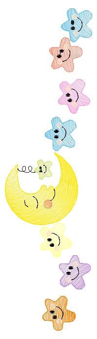 Moon with stars in a line embroidery design - half moon embroidery design machine embroidery pattern - Stars embroidery - sky embroidery