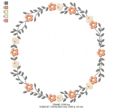 Frame embroidery designs - Flower embroidery design machine embroidery pattern - rose embroidery file girl embroidery - roses frame design Marcia Embroidery