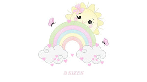 Rainbow embroidery design - Sun and cloud embroidery design machine embroidery pattern - Baby girl embroidery file - digital download kid