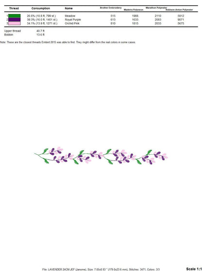 Lavender embroidery designs - Spring flowers embroidery design machine embroidery pattern - Tea towel kitchen embroidery file - download jef