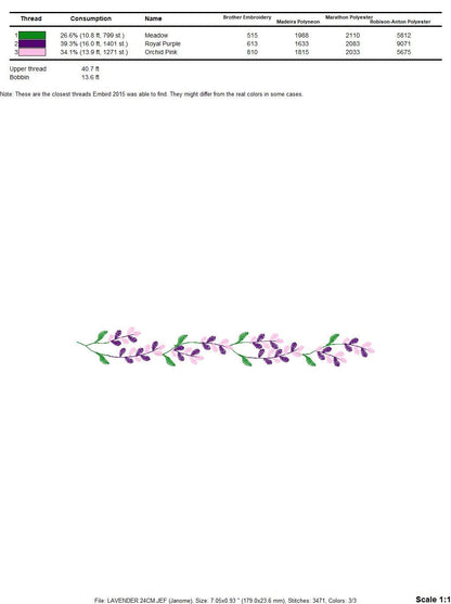 Lavender embroidery designs - Spring flowers embroidery design machine embroidery pattern - Tea towel kitchen embroidery file - download jef