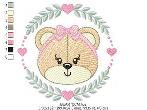 Frame Female Bear embroidery designs - Laurel Teddy embroidery design machine embroidery pattern - Baby Girl embroidery - instant download