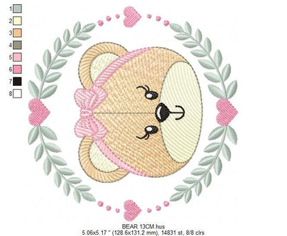 Frame Female Bear embroidery designs - Laurel Teddy embroidery design machine embroidery pattern - Baby Girl embroidery - instant download Marcia Embroidery