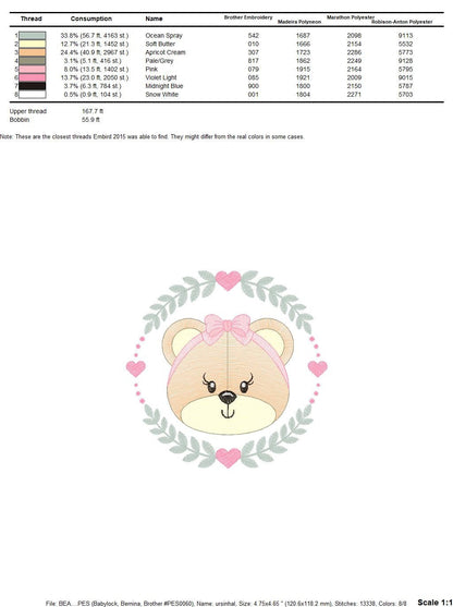 Frame Female Bear embroidery designs - Laurel Teddy embroidery design machine embroidery pattern - Baby Girl embroidery - instant download Marcia Embroidery