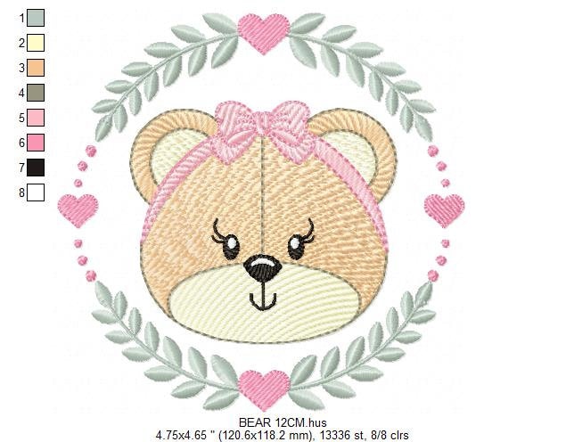 Frame Female Bear embroidery designs - Laurel Teddy embroidery design machine embroidery pattern - Baby Girl embroidery - instant download Marcia Embroidery