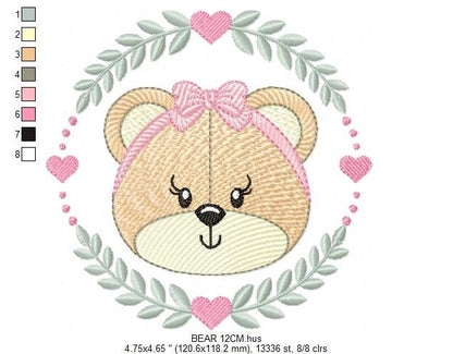 Frame Female Bear embroidery designs - Laurel Teddy embroidery design machine embroidery pattern - Baby Girl embroidery - instant download Marcia Embroidery