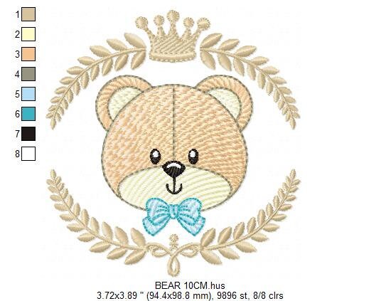 Frame Male Bear embroidery designs - Laurel teddy embroidery design machine embroidery pattern - Bear wreath embroidery - instant download