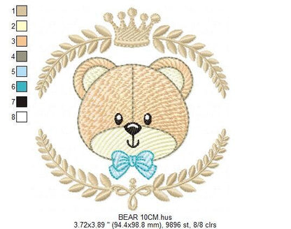 Frame Male Bear embroidery designs - Laurel teddy embroidery design machine embroidery pattern - Bear wreath embroidery - instant download