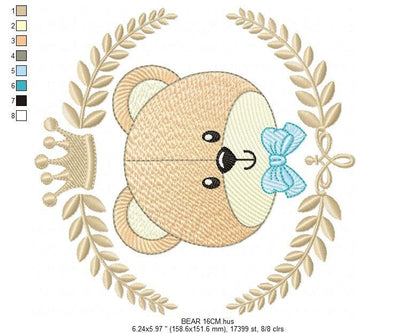 Frame Male Bear embroidery designs - Laurel teddy embroidery design machine embroidery pattern - Bear wreath embroidery - instant download