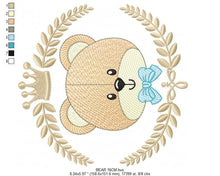 Cargar imagen en el visor de la galería, Frame Male Bear embroidery designs - Laurel teddy embroidery design machine embroidery pattern - Bear wreath embroidery - instant download
