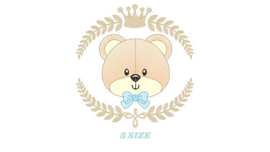 Frame Male Bear embroidery designs - Laurel teddy embroidery design machine embroidery pattern - Bear wreath embroidery - instant download