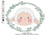 Carica l&#39;immagine nel visualizzatore di Gallery, Frame with Sheep embroidery design - Lamb embroidery designs machine embroidery pattern - baby girl embroidery file - Laurel frame download
