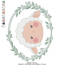 Cargar imagen en el visor de la galería, Frame with Sheep embroidery design - Lamb embroidery designs machine embroidery pattern - baby girl embroidery file - Laurel frame download
