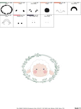 Load image into Gallery viewer, Frame with Sheep embroidery design - Lamb embroidery designs machine embroidery pattern - baby girl embroidery file - Laurel frame download
