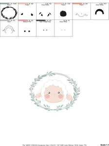 Frame with Sheep embroidery design - Lamb embroidery designs machine embroidery pattern - baby girl embroidery file - Laurel frame download