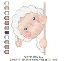 Charger l&#39;image dans la galerie, Peek a boo Sheep embroidery design - Lamb embroidery designs machine embroidery pattern - Baby boy embroidery file - Animal quilt embroidery
