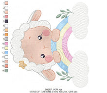 Carica l&#39;immagine nel visualizzatore di Gallery, Sheep with rainbow embroidery design - Rainbow embroidery designs machine embroidery pattern - baby girl embroidery file newborn embroidery
