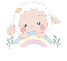 Cargar imagen en el visor de la galería, Sheep with rainbow embroidery design - Rainbow embroidery designs machine embroidery pattern - baby girl embroidery file newborn embroidery
