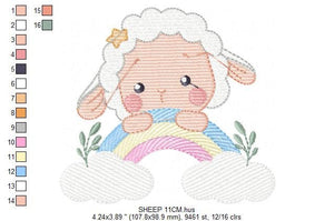 Sheep with rainbow embroidery design - Rainbow embroidery designs machine embroidery pattern - baby girl embroidery file newborn embroidery