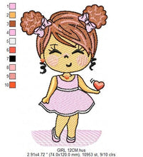 Carica l&#39;immagine nel visualizzatore di Gallery, Baby girl embroidery designs - Toddler embroidery design machine embroidery pattern - girl with curly hair embroidery file - kid embroidery
