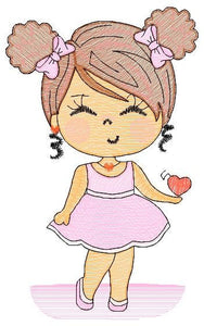 Baby girl embroidery designs - Toddler embroidery design machine embroidery pattern - girl with curly hair embroidery file - kid embroidery