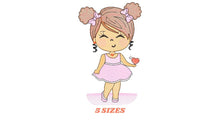 Carica l&#39;immagine nel visualizzatore di Gallery, Baby girl embroidery designs - Toddler embroidery design machine embroidery pattern - girl with curly hair embroidery file - kid embroidery
