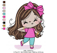 Cargar imagen en el visor de la galería, Girl embroidery designs - Baby girl with lace embroidery design machine embroidery pattern - Toddler embroidery file - Girl with long hair
