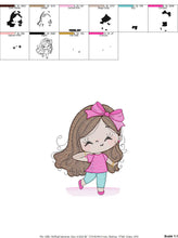 Cargar imagen en el visor de la galería, Girl embroidery designs - Baby girl with lace embroidery design machine embroidery pattern - Toddler embroidery file - Girl with long hair
