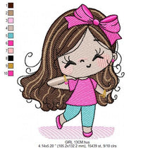 Charger l&#39;image dans la galerie, Girl embroidery designs - Baby girl with lace embroidery design machine embroidery pattern - Toddler embroidery file - Girl with long hair
