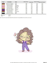 Load image into Gallery viewer, Girl with glasses embroidery designs - Teenager embroidery design machine embroidery pattern - Girl with wavy hair embroidery file download
