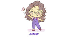 Load image into Gallery viewer, Girl with glasses embroidery designs - Teenager embroidery design machine embroidery pattern - Girl with wavy hair embroidery file download
