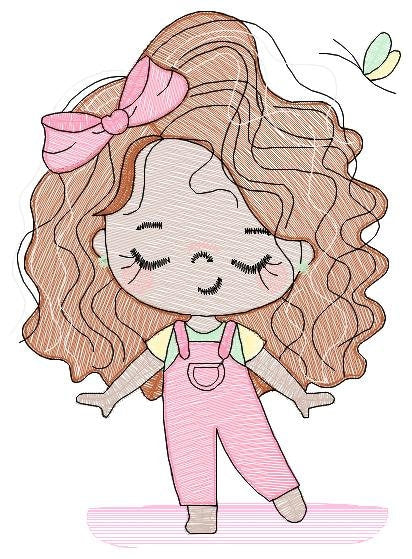 Baby girl embroidery designs - Children embroidery design machine embroidery pattern - Girl with birds embroidery file - princess embroidery