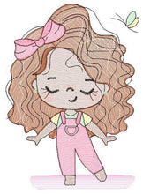 Laden Sie das Bild in den Galerie-Viewer, Teenager girl embroidery designs - Baby Girl embroidery design machine embroidery pattern - Girl with long wavy hair embroidery file pes dst
