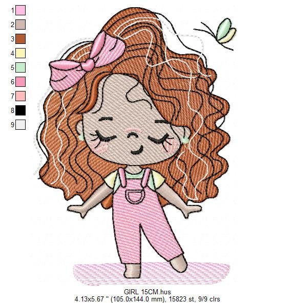 Baby girl embroidery designs - Children embroidery design machine embroidery pattern - Girl with birds embroidery file - princess embroidery