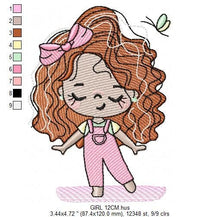 Load image into Gallery viewer, Teenager girl embroidery designs - Baby Girl embroidery design machine embroidery pattern - Girl with long wavy hair embroidery file pes dst
