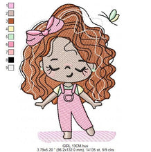 Cargar imagen en el visor de la galería, Teenager girl embroidery designs - Baby Girl embroidery design machine embroidery pattern - Girl with long wavy hair embroidery file pes dst
