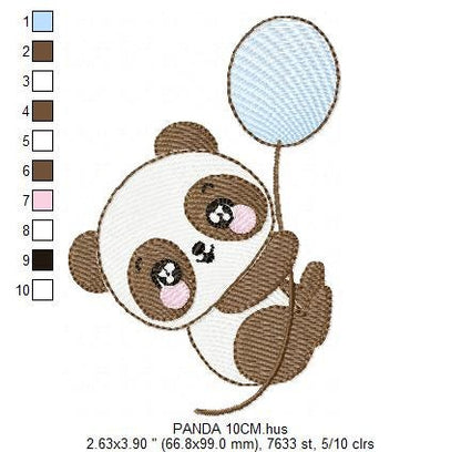 Panda embroidery design - Animal embroidery designs machine embroidery pattern - Baby boy embroidery file - Panda with butterfly download