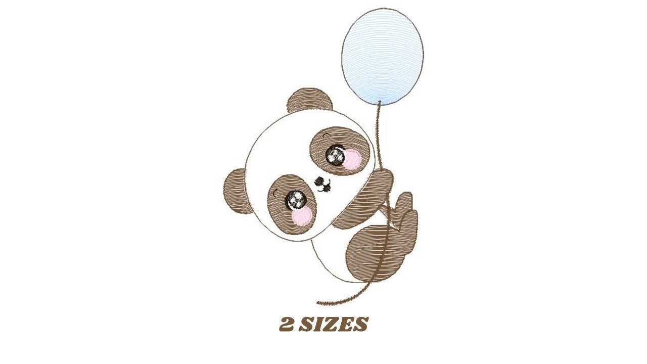 Panda embroidery design - Animal embroidery designs machine embroidery pattern - Baby boy embroidery file - Panda with butterfly download