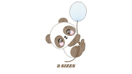 Panda embroidery design - Animal embroidery designs machine embroidery pattern - Baby boy embroidery file - Panda with butterfly download