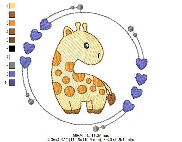 Frame Giraffe embroidery designs - Safari animals embroidery design machine embroidery pattern - Baby girl embroidery - instant download Marcia Embroidery