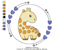 Cargar imagen en el visor de la galería, Frame Giraffe embroidery designs - Safari animals embroidery design machine embroidery pattern - Baby girl embroidery - instant download
