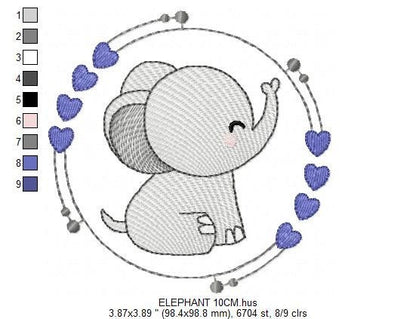 Elephant with frame embroidery designs - safari Animal embroidery design machine embroidery pattern - Baby boy embroidery file - download Marcia Embroidery