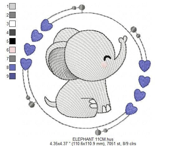 Elephant with frame embroidery designs - safari Animal embroidery design machine embroidery pattern - Baby boy embroidery file - download Marcia Embroidery