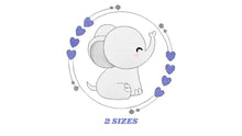 Cargar imagen en el visor de la galería, Elephant with frame embroidery designs - safari Animal embroidery design machine embroidery pattern - Baby boy embroidery file - download
