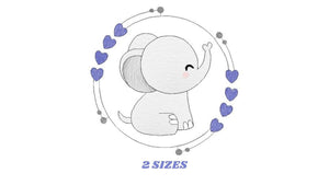 Elephant with frame embroidery designs - safari Animal embroidery design machine embroidery pattern - Baby boy embroidery file - download