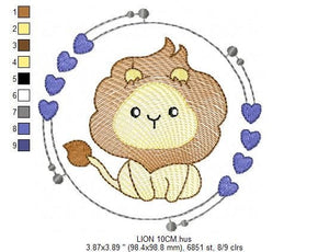 Lion with frame embroidery designs - Safari animal embroidery design machine embroidery pattern - Boy embroidery file - instant download pes