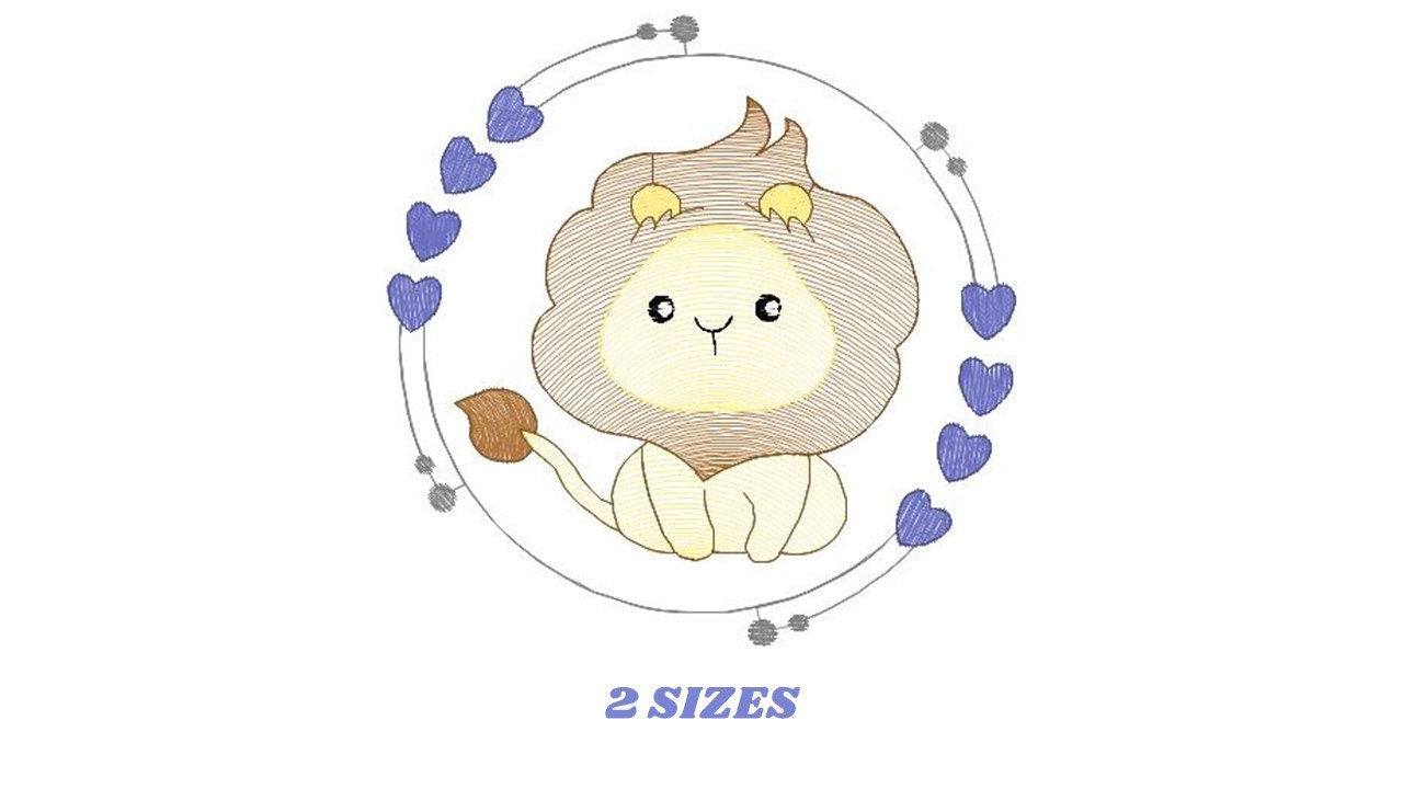Lion with frame embroidery designs - Safari animal embroidery design machine embroidery pattern - Boy embroidery file - instant download pes Marcia Embroidery