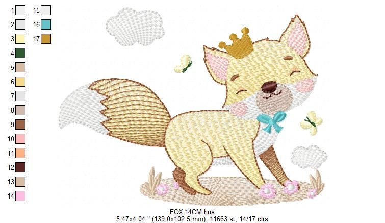 King Fox embroidery designs - Red Fox embroidery design machine embroidery pattern - Woodland Animal with crown embroidery - pes download Marcia Embroidery