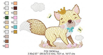 King Fox embroidery designs - Red Fox embroidery design machine embroidery pattern - Woodland Animal with crown embroidery - pes download Marcia Embroidery